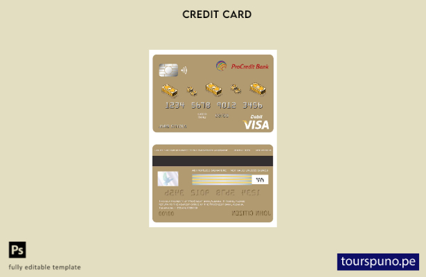 listo para imprimir plantilla de tarjeta visa del banco Albania Procredit